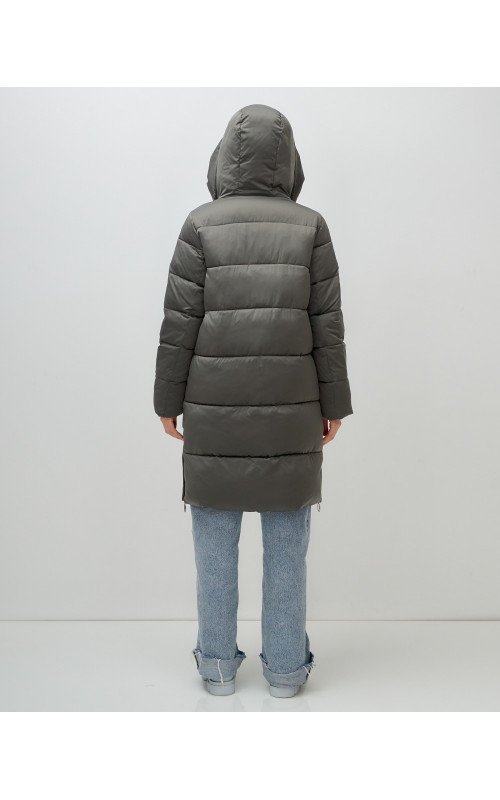Длинный женский пуховик с капюшоном для зимы