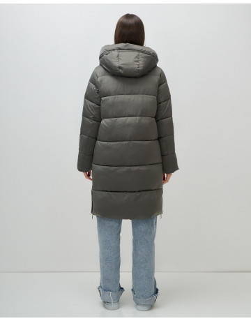 Длинный женский пуховик с капюшоном для зимы