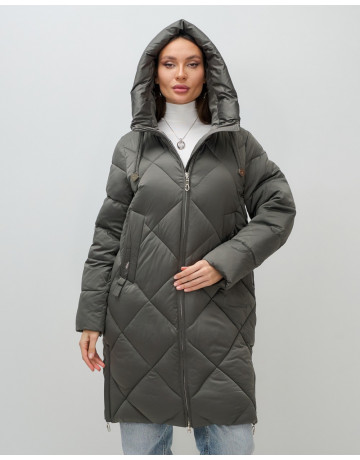 Длинный женский пуховик с капюшоном для зимы