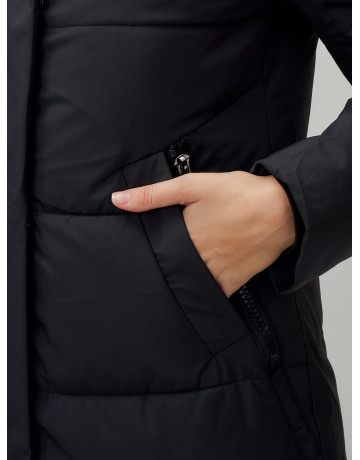 Длинный зимний пуховик с капюшоном для женщин