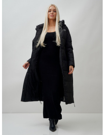 Длинный зимний пуховик с капюшоном для женщин