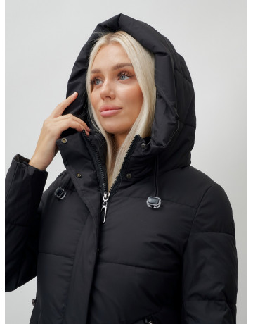 Длинный зимний пуховик с капюшоном для женщин