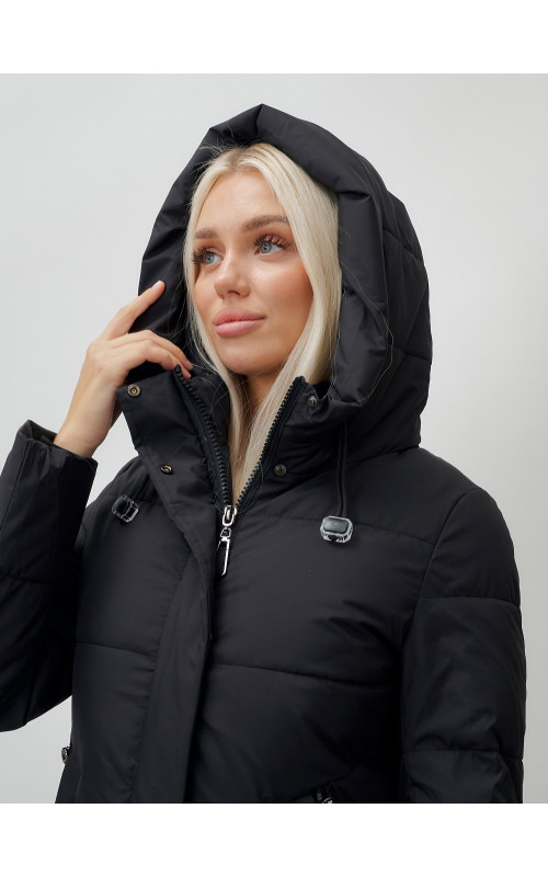 Длинный зимний пуховик с капюшоном для женщин