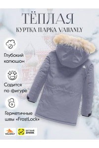 Детская зимняя парка для мальчика с капюшоном и мехом, серая.