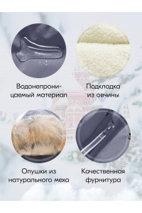 Детская зимняя парка для мальчика с капюшоном и мехом, серая.