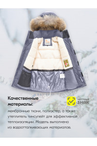 Детская зимняя парка для мальчика с капюшоном и мехом, серая.