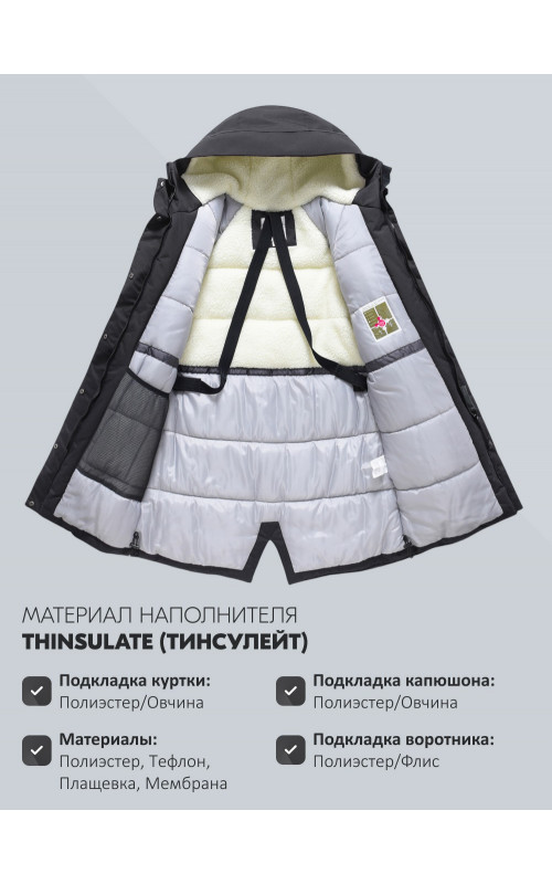 Женская зимняя парка с капюшоном для активного образа жизни.