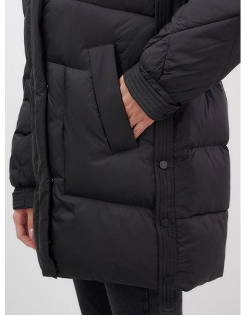 Пуховик с мехом песца для женщин, удлиненный, чёрный.