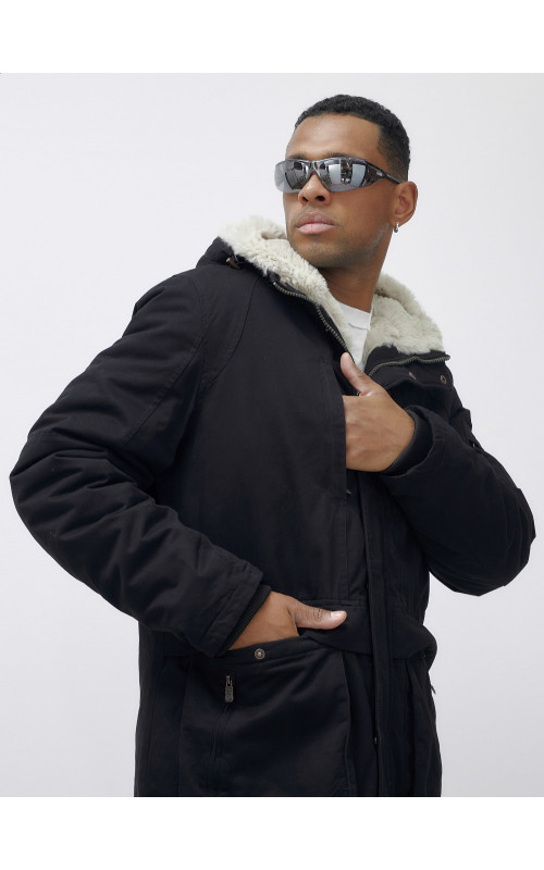 Зимняя мужская парка с утеплённым капюшоном для активного отдыха.