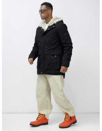 Зимняя мужская парка с утеплённым капюшоном для активного отдыха.