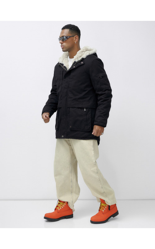 Зимняя мужская парка с утеплённым капюшоном для активного отдыха.