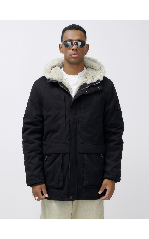 Зимняя мужская парка с утеплённым капюшоном для активного отдыха.