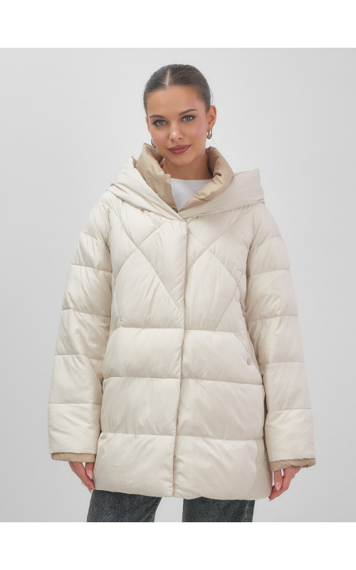 Утеплённый пуховик для женщин большого размера с капюшоном