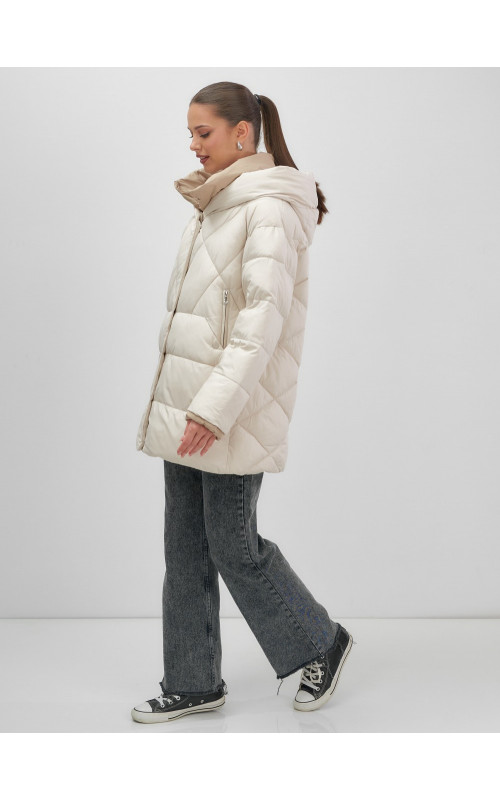 Утеплённый пуховик для женщин большого размера с капюшоном