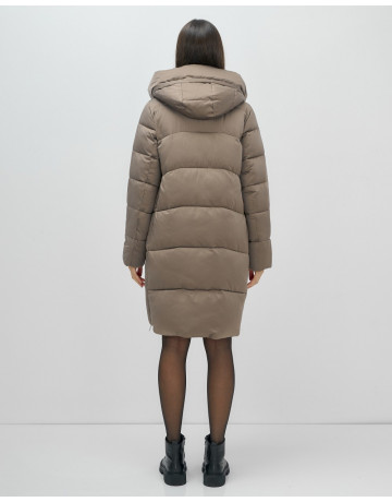 Длинный женский пуховик с капюшоном для зимы
