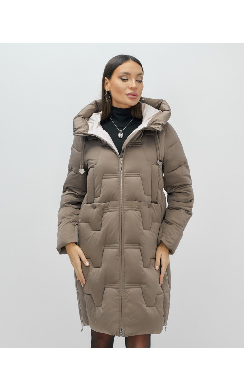 Длинный женский пуховик с капюшоном для зимы
