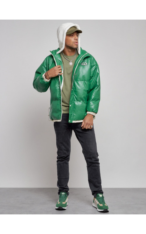 Мужская зимняя куртка с капюшоном из экокожи для активного отдыха