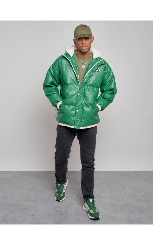 Мужская зимняя куртка с капюшоном из экокожи для активного отдыха