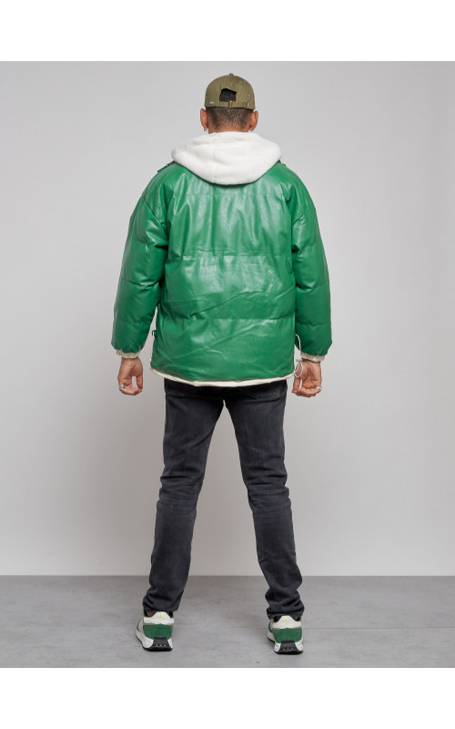 Мужская зимняя куртка с капюшоном из экокожи для активного отдыха