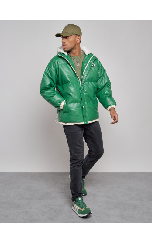 Мужская зимняя куртка с капюшоном из экокожи для активного отдыха