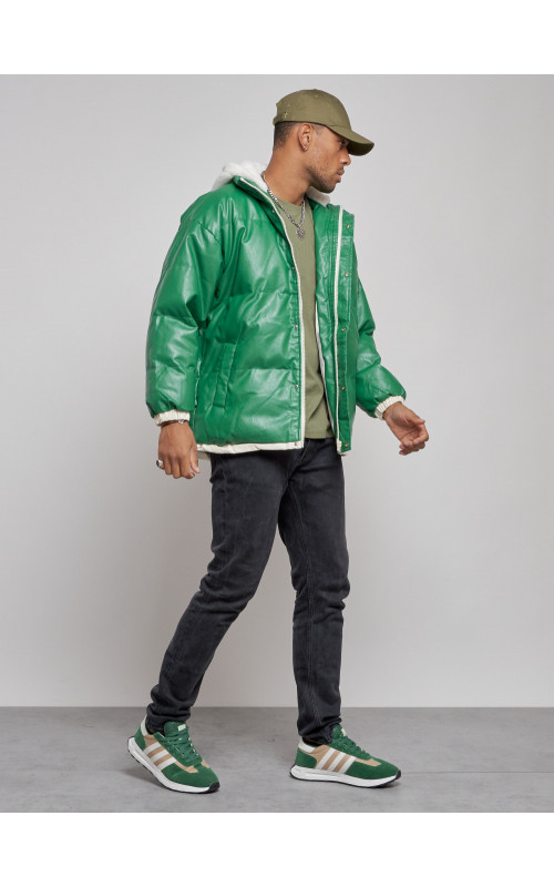 Мужская зимняя куртка с капюшоном из экокожи для активного отдыха