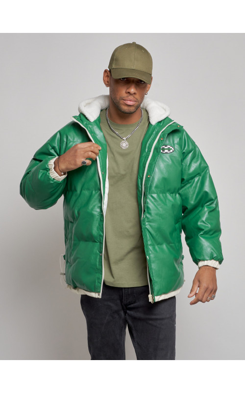 Мужская зимняя куртка с капюшоном из экокожи для активного отдыха