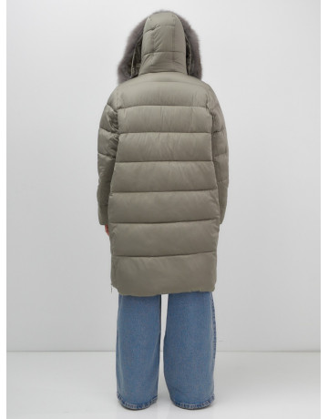 Длинный пуховик премиум-класса с мехом песца.