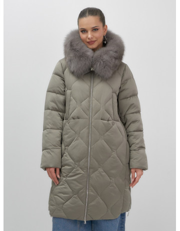 Длинный пуховик премиум-класса с мехом песца.