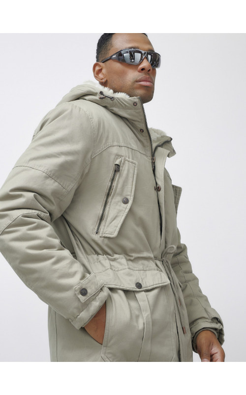 Мужская зимняя парка с меховым капюшоном для активного отдыха.