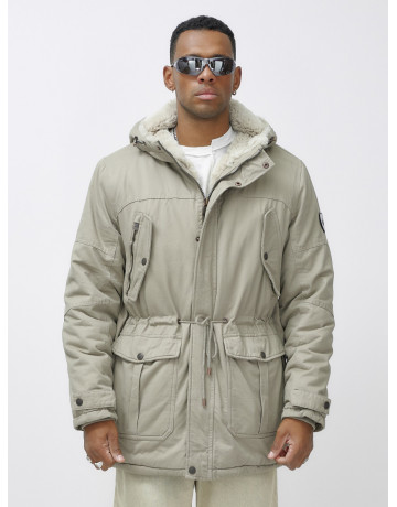 Мужская зимняя парка с меховым капюшоном для активного отдыха.