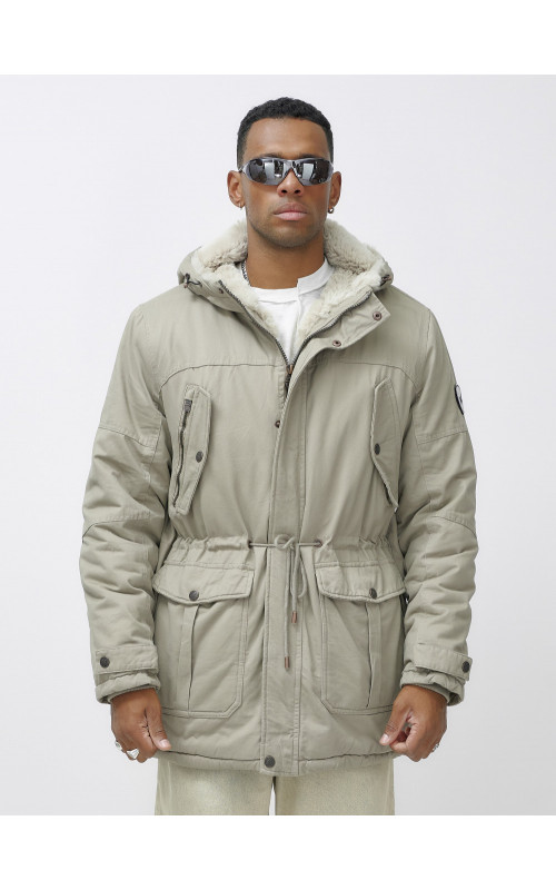 Мужская зимняя парка с меховым капюшоном для активного отдыха.