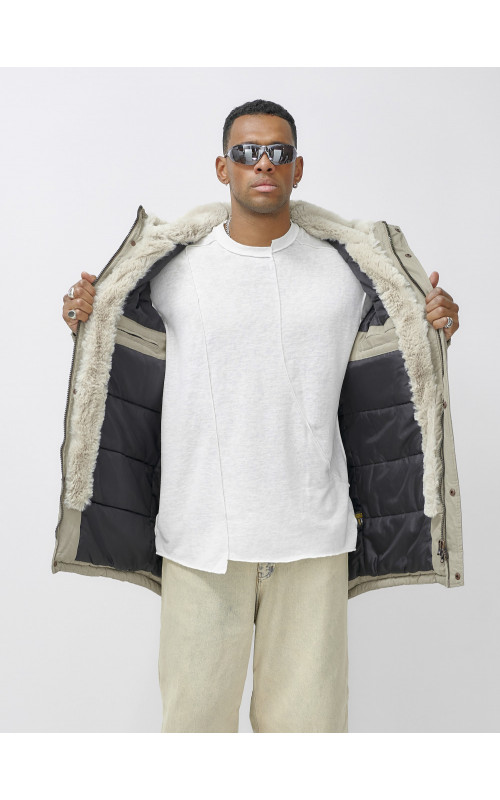 Мужская зимняя парка с меховым капюшоном для активного отдыха.