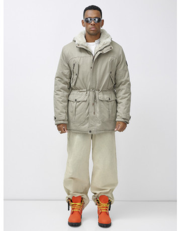 Мужская зимняя парка с меховым капюшоном для активного отдыха.