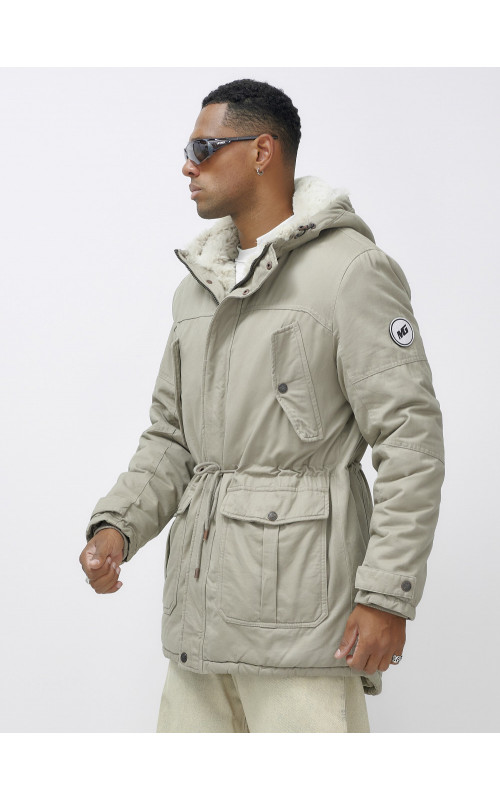 Мужская зимняя парка с меховым капюшоном для активного отдыха.