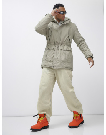 Мужская зимняя парка с меховым капюшоном для активного отдыха.