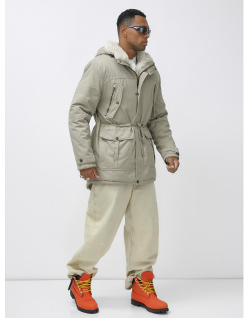 Мужская зимняя парка с меховым капюшоном для активного отдыха.