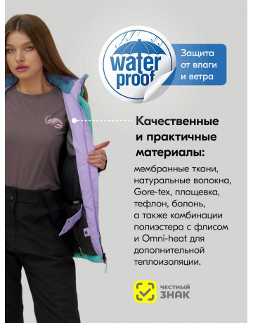Женский горнолыжный костюм бирюзового цвета