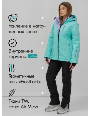 Женский горнолыжный костюм бирюзового цвета