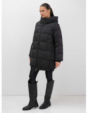 Женская зимняя куртка с капюшоном на резинке, утеплённая, больших размеров.