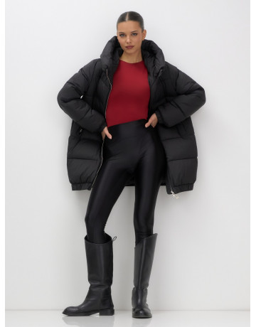 Женская зимняя куртка с капюшоном на резинке, утеплённая, больших размеров.