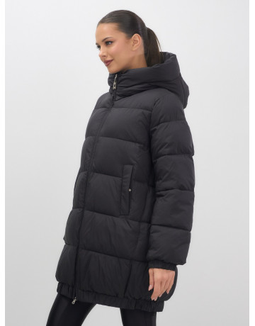 Женская зимняя куртка с капюшоном на резинке, утеплённая, больших размеров.