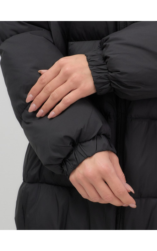 Женская зимняя куртка с капюшоном на резинке, утеплённая, больших размеров.