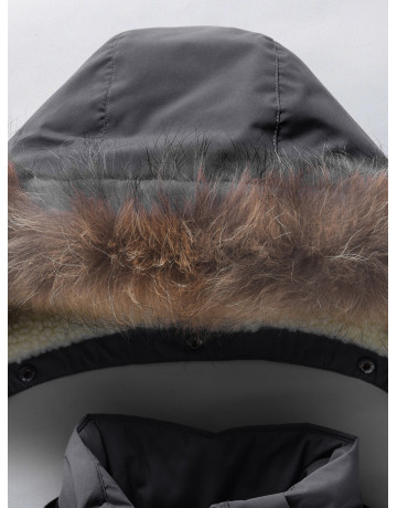 Детская зимняя парка для девочки, розовая, с капюшоном и мехом.