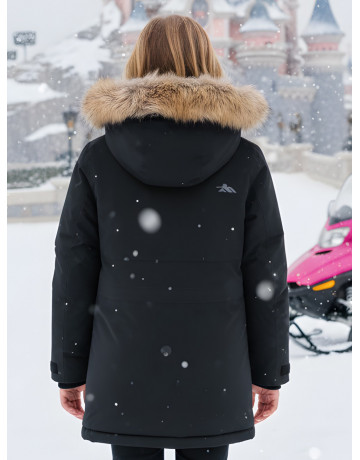 Детская зимняя парка для девочки, розовая, с капюшоном и мехом.