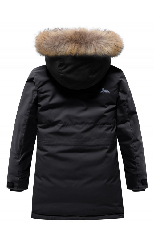 Детская зимняя парка для девочки, розовая, с капюшоном и мехом.