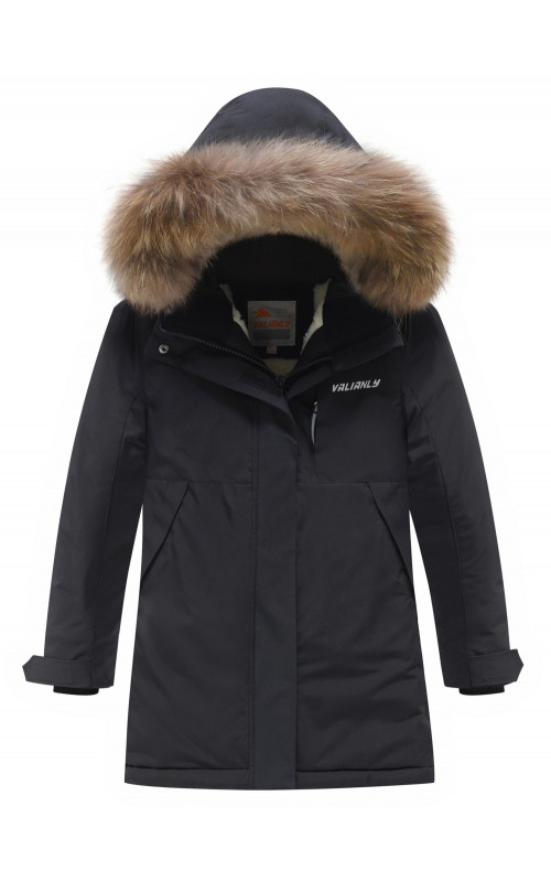 Детская зимняя парка для девочки, розовая, с капюшоном и мехом.