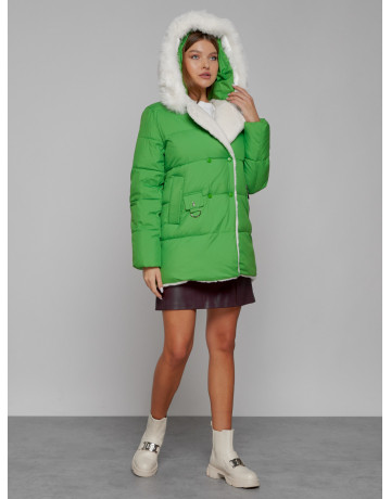 Пуховик зимний женский с мехом из овчины.