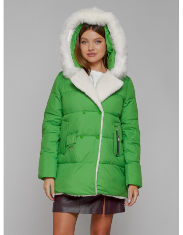 Пуховик зимний женский с мехом из овчины.