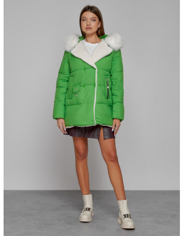 Пуховик зимний женский с мехом из овчины.