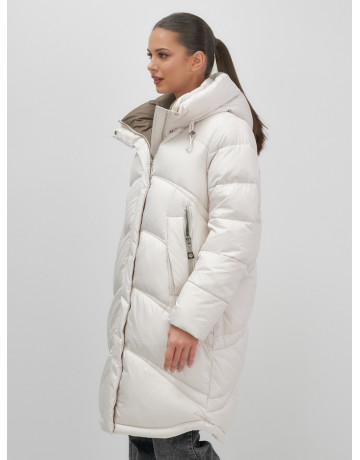Длинный зимний пуховик с капюшоном для женщин